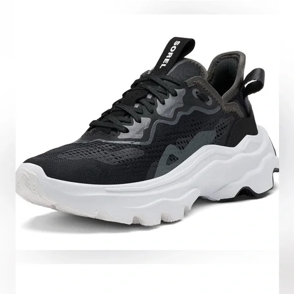 Women’s SOREL Kinetic Breakthru Day Lace Up sneakers- Black/white. Size 9.5 - Picture 1 of 10